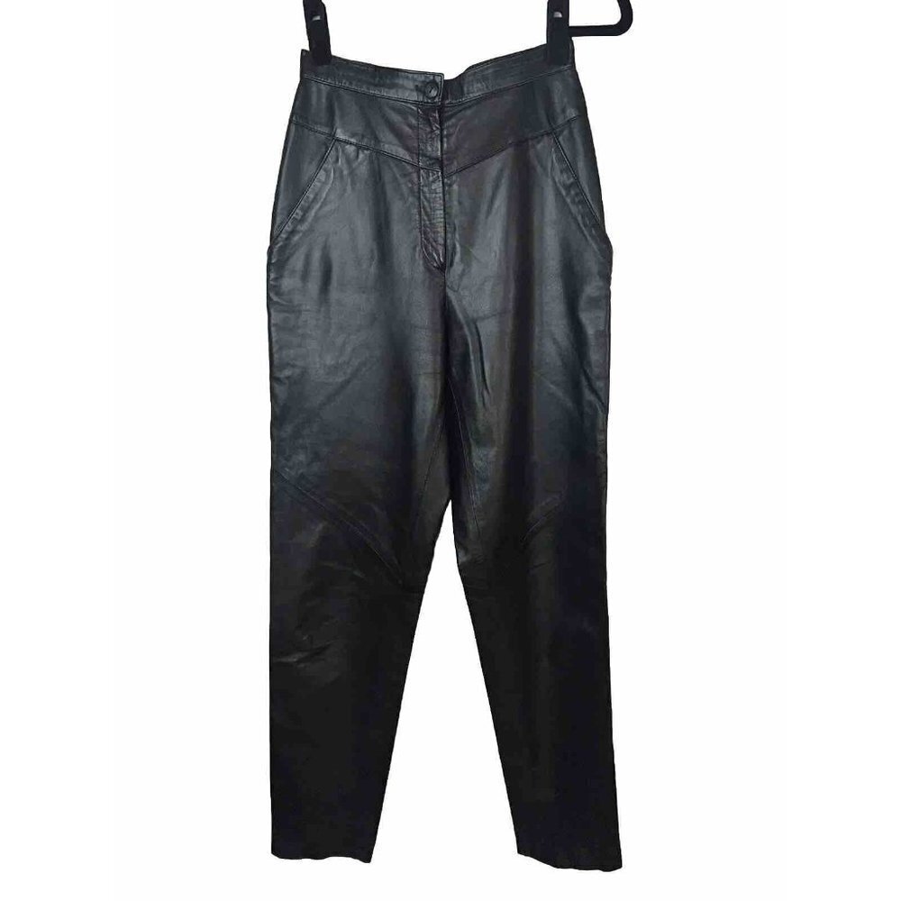 Vintage Ruth Wagner Leather Pants Straight Leg Tapered New Wave Retro Size 6 1C